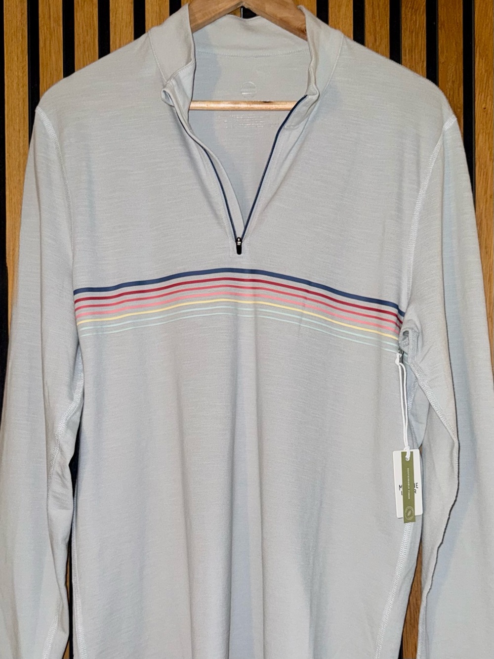NWT Marine Layer Midweight Air Quarter-Zip Pullover in “High Rise Stripe”